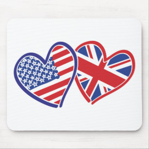 USA and UK In Hearts Showing the Love Mouse Mat