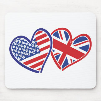 USA and UK In Hearts Showing the Love Mouse Mat