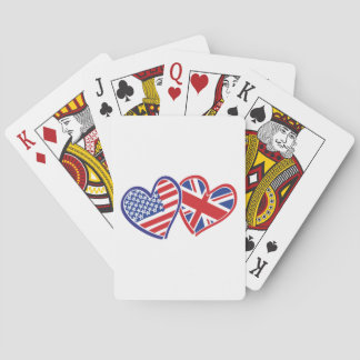 USA and UK In Hearts Showing the Love Playing Cards