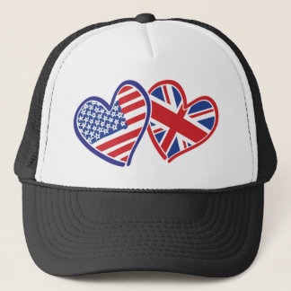 USA and UK In Hearts Showing the Love Trucker Hat