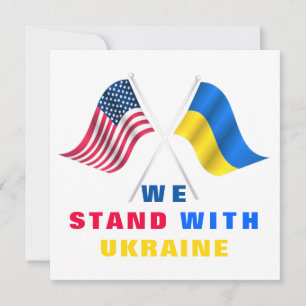 USA and Ukrainian Flags Support Ukraine Card