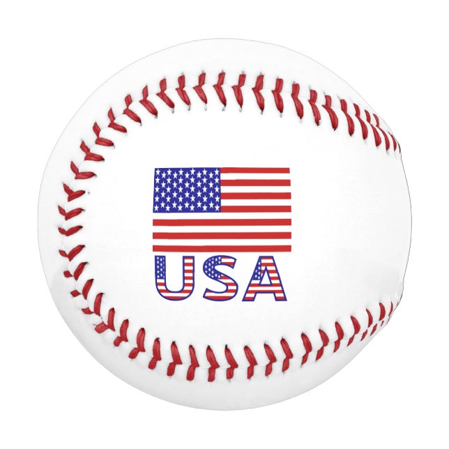 USA and United States America Flag with Your Name Baseball (Front Left)