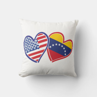 USA and Venezuela Flag Hearts Cushion
