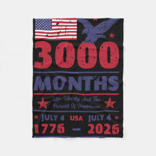 Usa Anniversary 3000 Months July 4 Us Flag 250 Yea Fleece Blanket