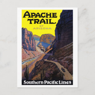USA Apache Trail Vintage Travel Poster Restored Postcard