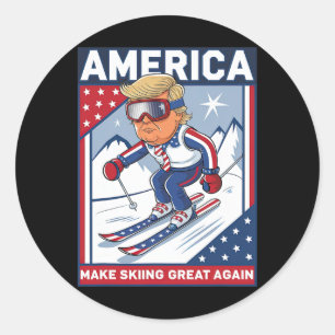 Usa Apres Ski Make Skiing Great Again Donald Trump Classic Round Sticker