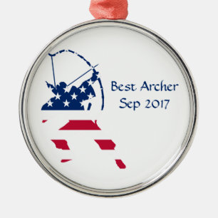 USA Archery American flag Metal Tree Decoration