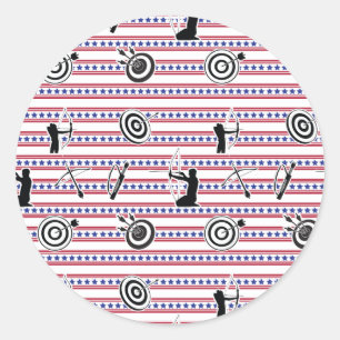 USA Archery Silhouette Pattern Classic Round Sticker