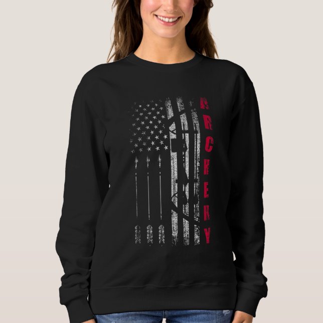 Usa Archery Team American Flag Heart Us Archer Bow Sweatshirt (Front)