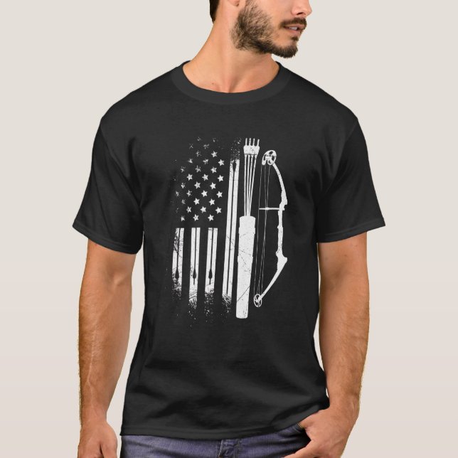Usa Archery Us Flag Archer Compound Bow 1 T-Shirt (Front)