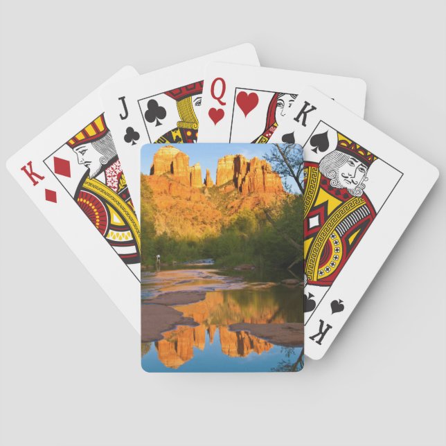 USA, Arizona. Cathedral Rock At Sunset Playing Cards (Back)