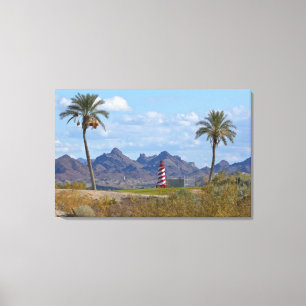 USA, Arizona, Lake Havasu City. Lighthouse next Canvas Print