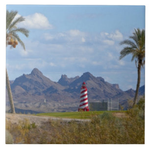 USA, Arizona, Lake Havasu City. Lighthouse next Tile