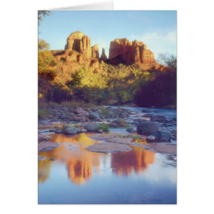 USA, Arizona, Sedona. Cathedral Rock reflecting