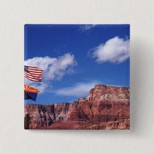 USA, Arizona, Tow flags in Grand Canyon National 15 Cm Square Badge