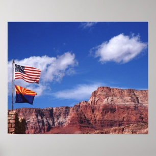 USA, Arizona, Tow flags in Grand Canyon National Poster