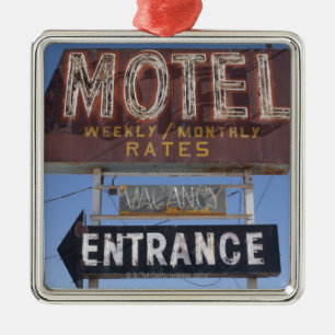 USA, Arizona, Winslow, Old-fashioned motel sign Metal Tree Decoration
