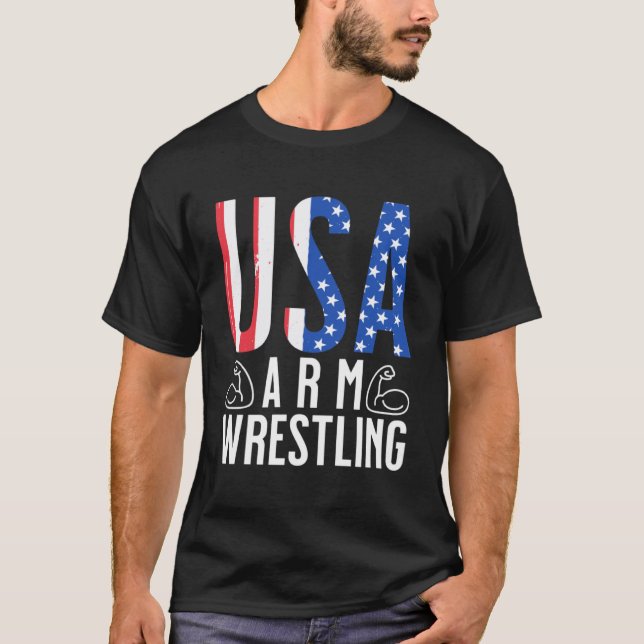 USA Arm Wrestling Arm Wrestling T-Shirt (Front)