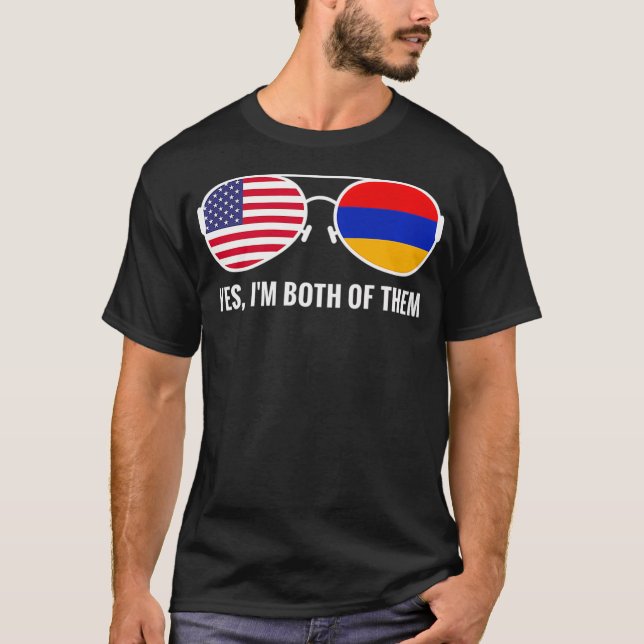 USA Armenia Flag Sunglasses Armenian Americans eer T-Shirt (Front)