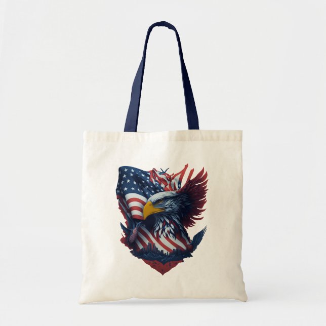 USA Art Eagle Freedom Patriotism Red White Blue Tote Bag (Front)