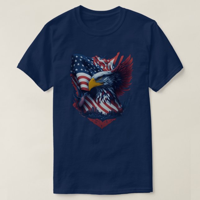USA Art Eagle Red White Blue Freedom Patriotism T-Shirt (Design Front)
