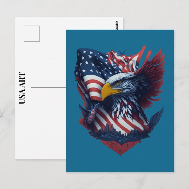 USA Art Eagle Red White Blue Patriotism Freedom Postcard (Front/Back)