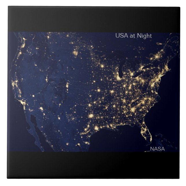USA at Night, NASA Image Tile (Front)