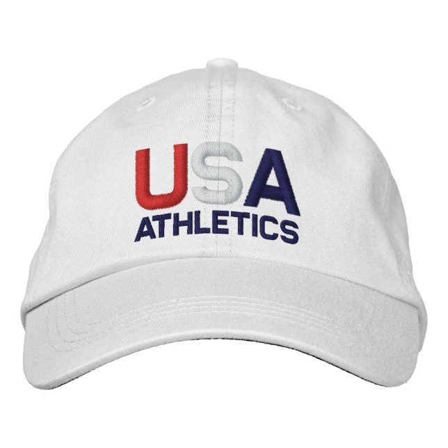 USA Athletics Olympics Embroidered White Hat (Front)