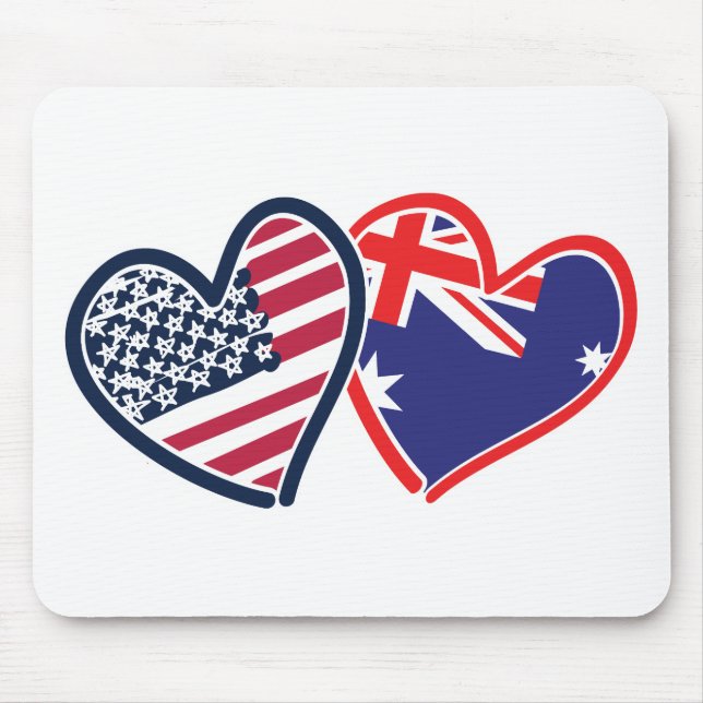 USA---Austrailia-Love Mouse Mat (Front)