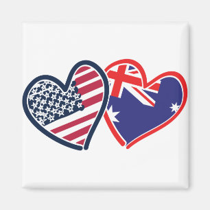 USA Australia Love Magnet