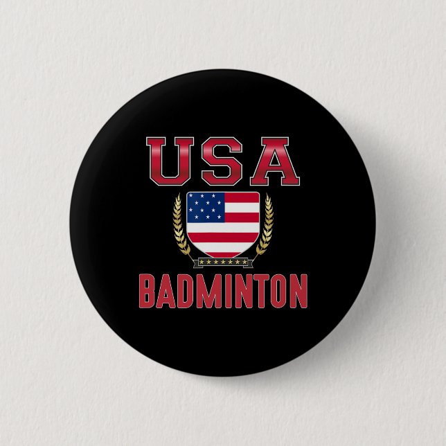 Usa Badminton -  6 Cm Round Badge (Front)