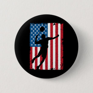Usa Badminton Flag Vintage Sports Flag  6 Cm Round Badge