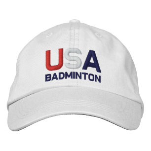 USA Badminton Olympics Embroidered White Hat