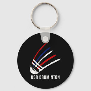 Usa Badminton Shuttle Red White Blue Key Ring