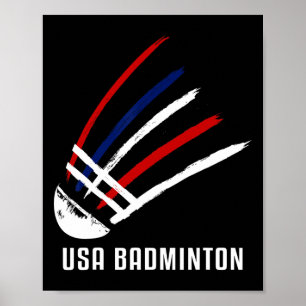 Usa Badminton Shuttle Red White Blue Poster