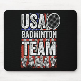 Usa Badminton Team American Flag Funny Badminton F Mouse Mat