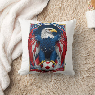 USA Bald Eagle Emblem American Flag Soccer Gift Cushion