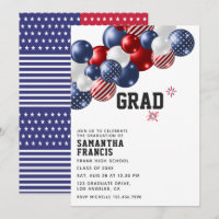 USA Balloon Graduation Party Invitation