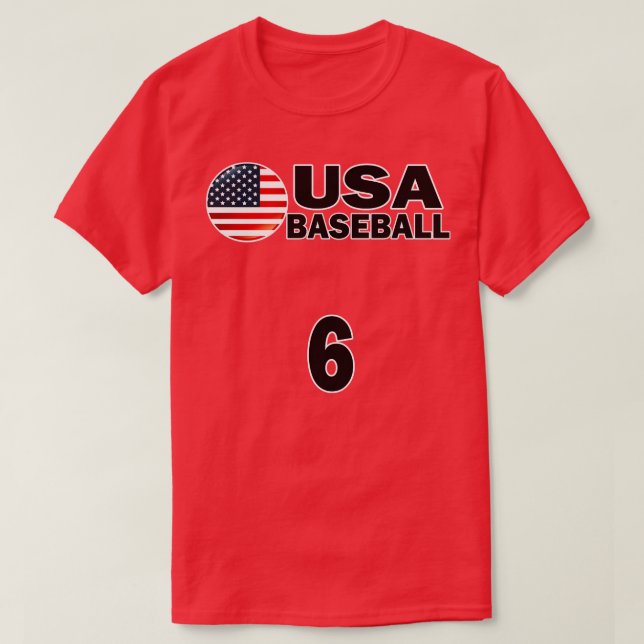 USA Baseball Number 6 Tshirt Design (Design Front)