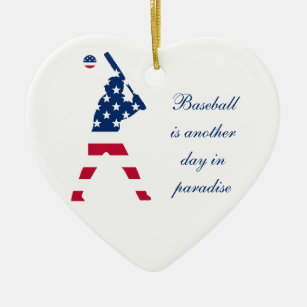 USA Baseball player American flag Ceramic Tree Decoration