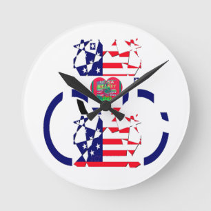 USA Beautiful Amazing Text Lovely Heart colours Round Clock