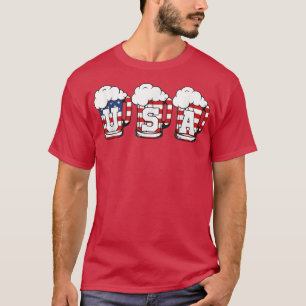 USA Beer American Flag Drinking Lover 4th Of July T-Shirt
