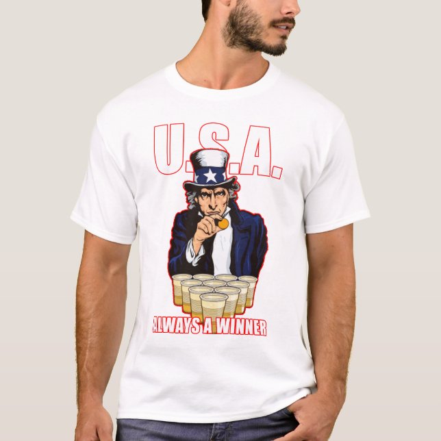 USA Beer Pong: "Always a Winner" Tee (Front)