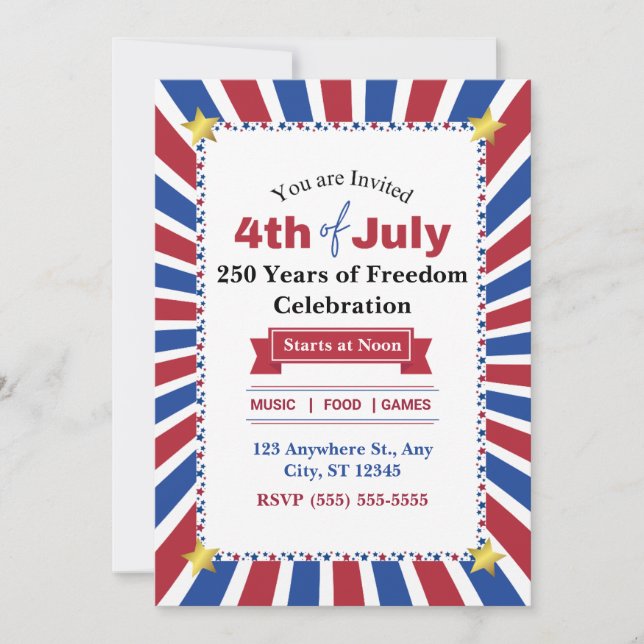 USA Birthday Party Invitation (Front)