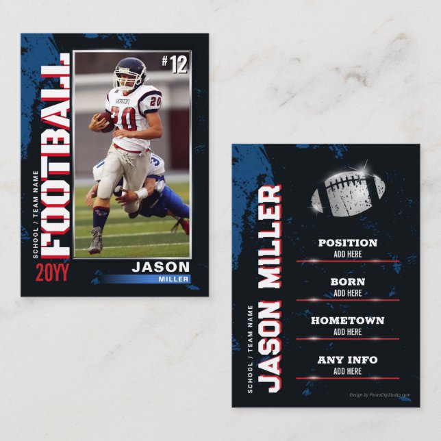 USA Blue Red Football Trading Card Football Card (Front/Back)