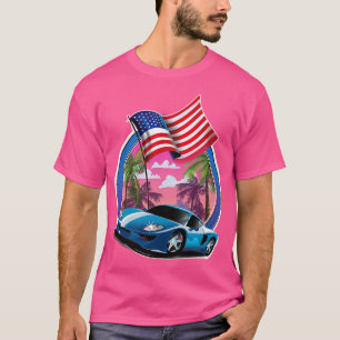 USA Blue sports car T-Shirt