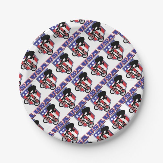 USA-BMX Biker Paper Plate (Front)