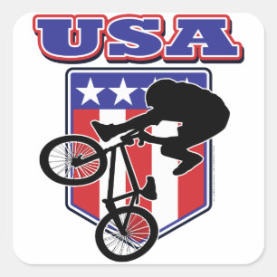 USA BMX Biker Square Sticker