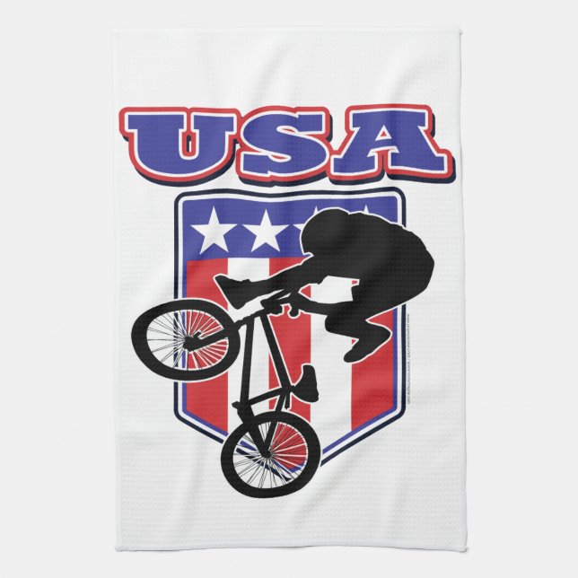 USA BMX Biker Tea Towel (Vertical)