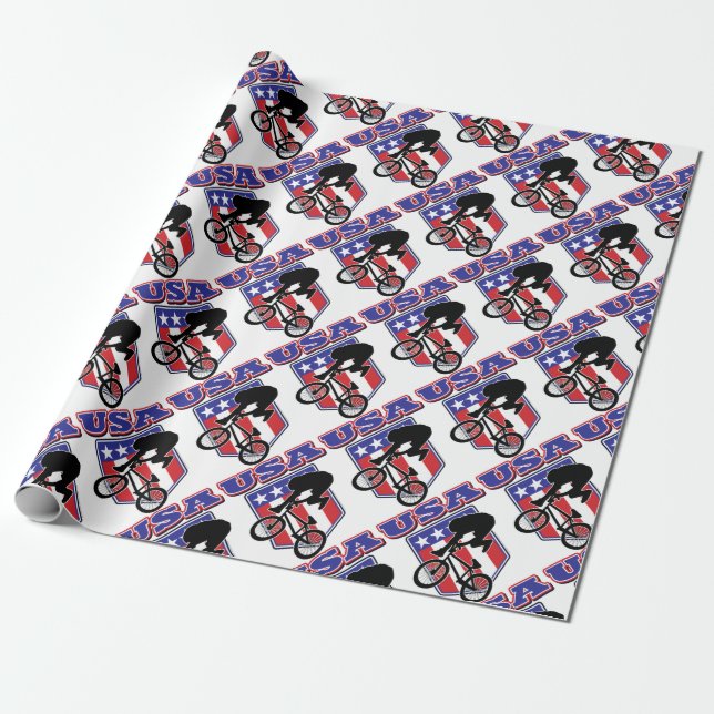 USA-BMX Biker Wrapping Paper (Unrolled)